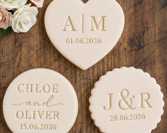 Custom Bruiloft Cookie Stempel Gepersonaliseerde Fondant Biscuit Embosser Bakken Tool Party Favor Verjaardag Aandenken