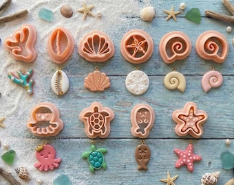 Cortador de arcilla polimérica con forma de vida marina, para joyería, pendientes, colgantes, galletas, fondant, herramientas con formas marinas