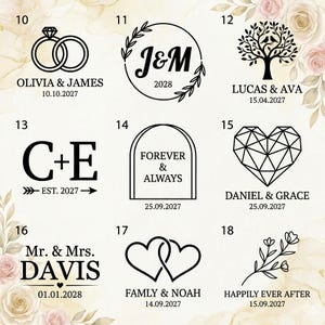 Carimbo personalizado para biscoitos de casamento, relevo personalizado para biscoitos de fondant, utensílio de confeitaria, lembrancinha de festa, recordação de aniversário. imagem 5