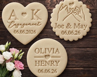 Personalized Engagement Cookie Stamp Custom Name Fondant Biscuit Embosser Press Party Favor Wedding Keepsake