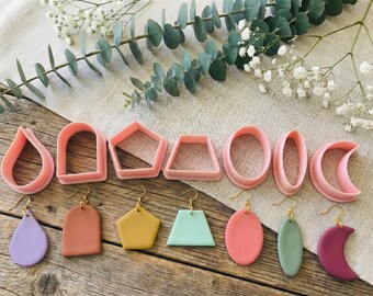 Geometric Shape Polymer Clay Cutter Set Jewelry Earring Pendant Making Tool Mixed Forms Reusable
