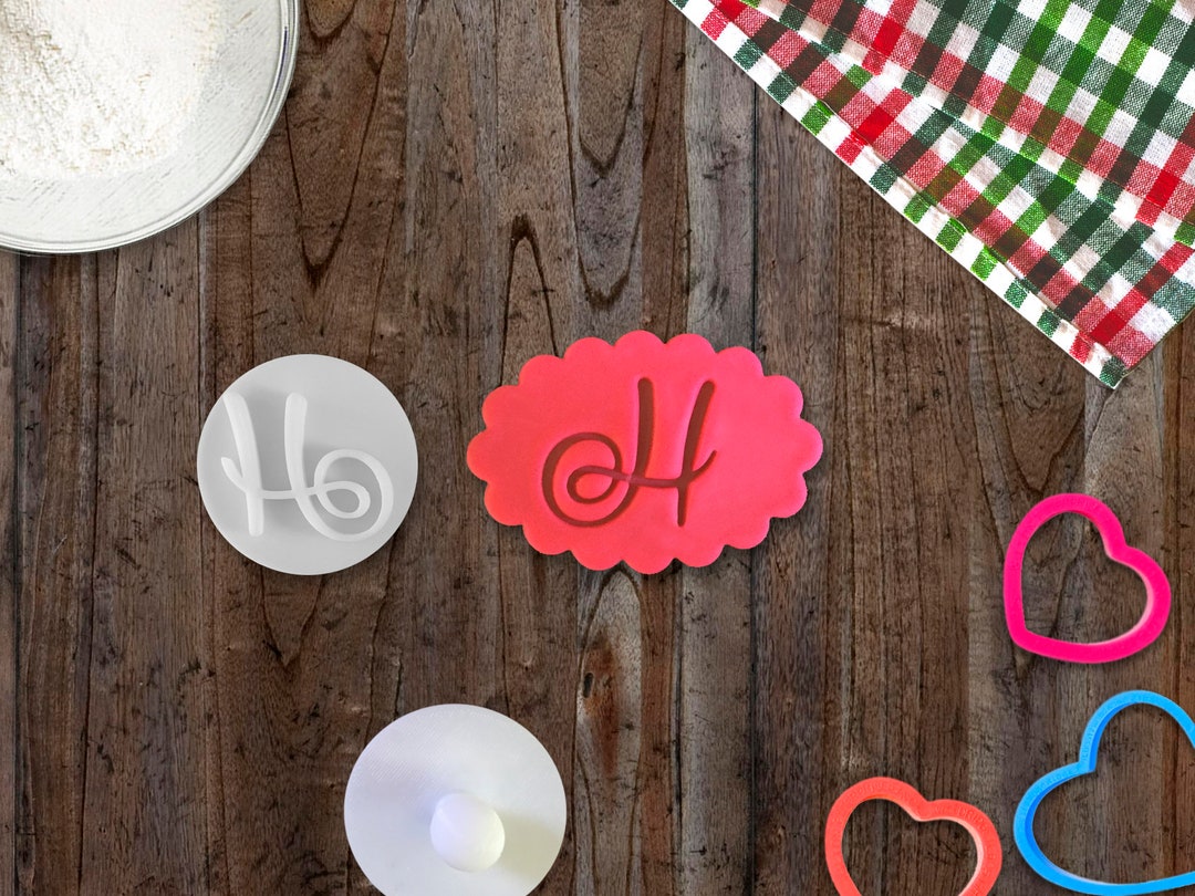 Calligraphy Monogram Cookie Stamp Fondant Embosser Frosting Biscuit