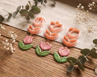 Rose Tulip Flower Dangling Leaf Polymer Clay Cutter Jewelry Earring Pendant Fondant Cookie Making Tool