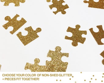 Glitter Jigsaw Puzzle Piece Confetti- We Found Our Missing Pieces, Perfect Fit Together, Autism Awareness, Adoption, Wedding, Custom Colors