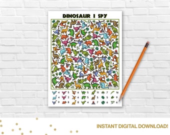 Printable Dinosaur I Spy Page- Children&#39;s Activity, For Kids, All Ages, Game Sheet, Eye Spy, Dino Boy Birthday, Three Rex