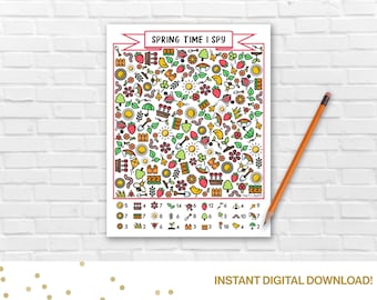 Printable Spring Time I Spy Page- Children&#39;s Activity, For Kids, All Ages, Game Sheet, Eye Spy, Springtime, Gardening, Easter, April Showers