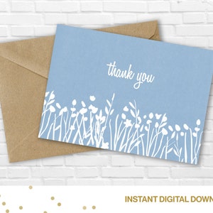 5x7 Danke druckbare Karte - Blau - Freund, Hochzeit, Babyparty, Nur weil