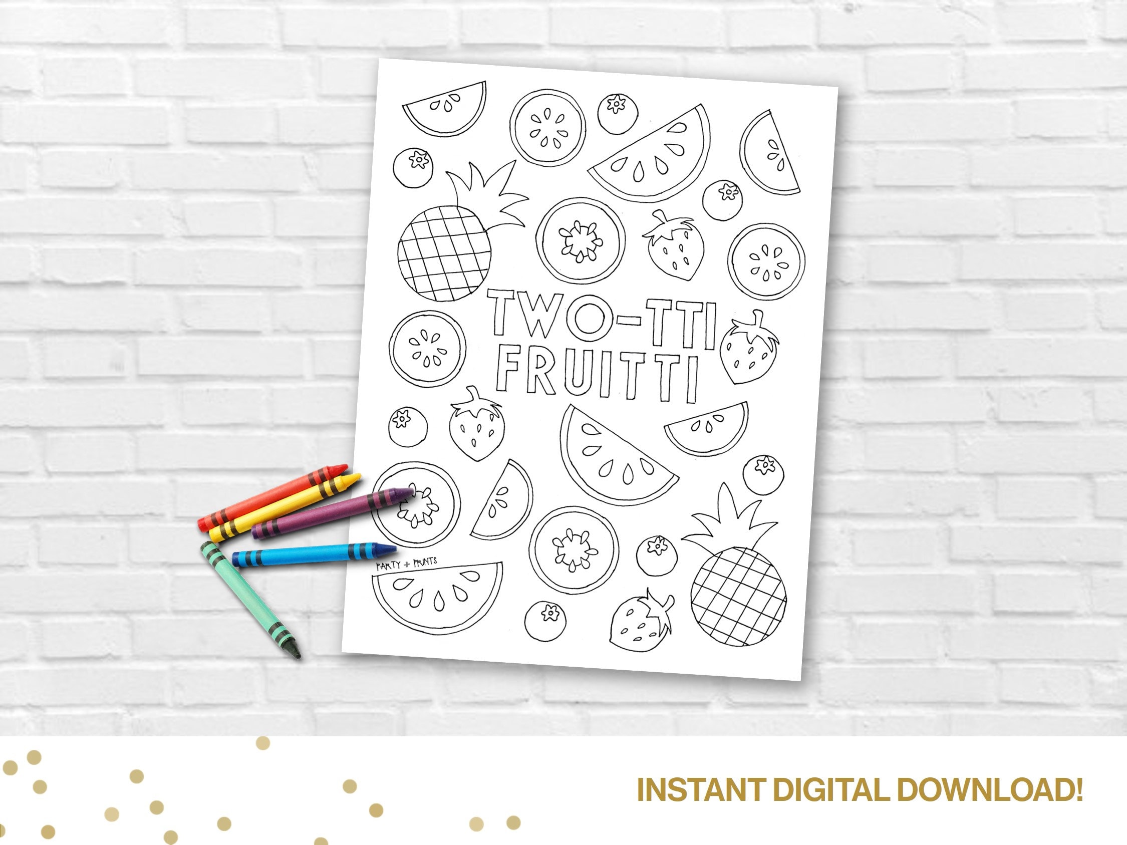 Twotti Fruitti Printable Coloring Page- Fruit, Summer, Party Games and Activities