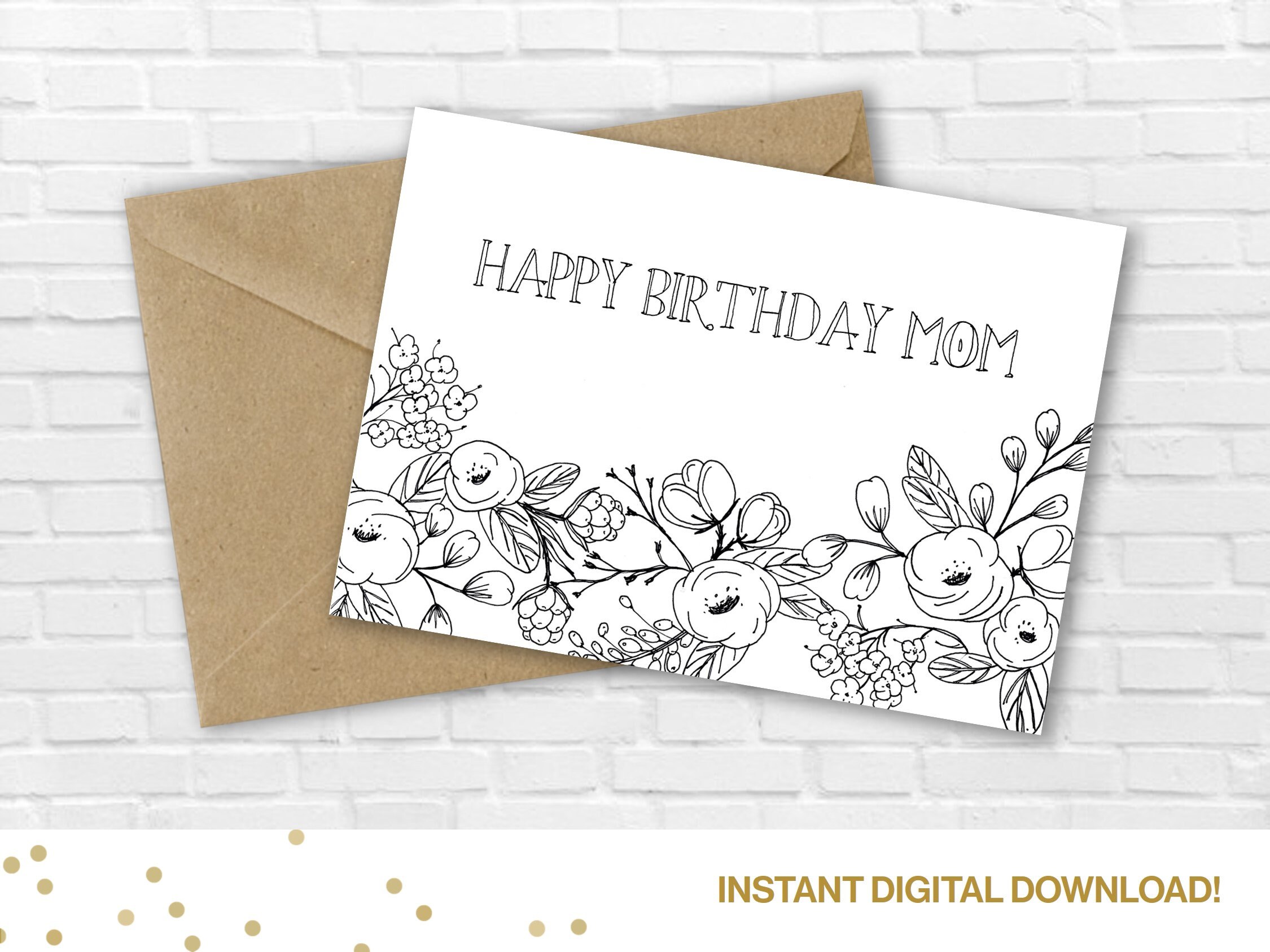 happy birthday mom coloring card printable color yourself