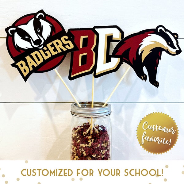 Custom University Centerpiece Sticks- Colors & Logo, College Bound, Graduation, High School Grad