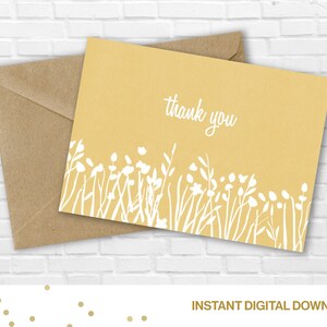 5x7 Danke druckbare Karte - Gelb - Freund, Hochzeit, Babyparty, Nur weil