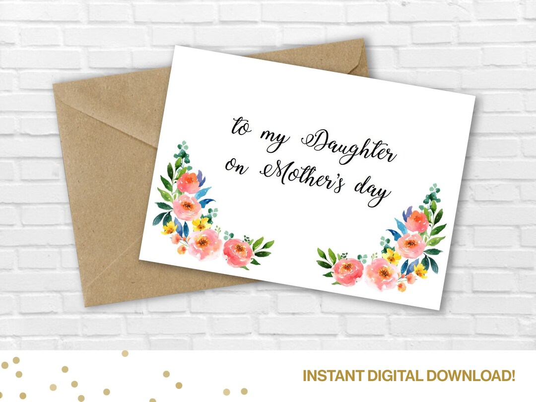 To My Daughter on Mother's Day Printable Card- Mother and Daughter - Etsy