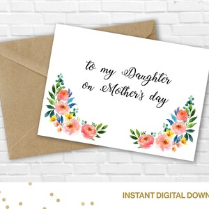 Tarjeta Imprimible Para Mi Hija En El Día De La Madre- Madre e Hija