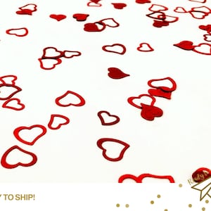 Assorted Red Foil Hearts Confetti- Valentine&#39;s Day, Anniversary, Queen of Hearts, Alice in Wonderland (Ready to Ship)