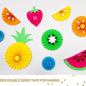 Summer Fruity Party Fruit Rosettes- 9 pieces, Two-tti, Tutti, Fruitti, Pineapple, Watermelon, Kiwi, Orange, Lemon, Blueberry, Strawberry