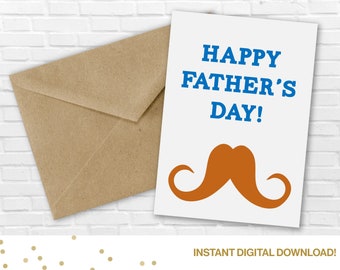 Tarjeta imprimible para el Día del Padre: Bigote: para papá, para el abuelo, para él