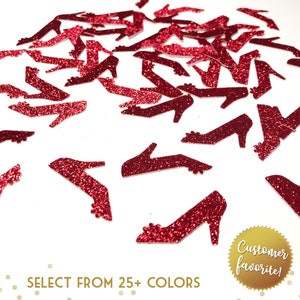 May include: Red glitter high heel shoe confetti. Select from 25+ colors. Customer favorite!