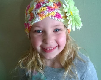 ALL AGES 100% COTTON Beanie Hat "Rainbow Sherbet" For All Seasons