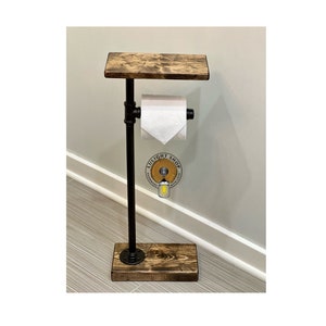 Toilet Paper Stand With Shelf, 19 Color Stains Available, Best Quality Pipe Toilet Paper With Phone Shelf, Free Standing Toilet Paper Holder