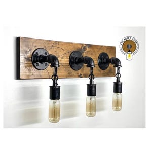 Rustic Edison Bulb Bathroom Light Fixture, Industrial Farmhouse Vanity Wall Sconce Vintage Style Vanity Lighting