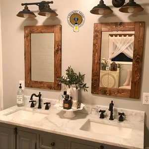 DARK WALNUT Farmhouse Mirror, Real Wood Framed Mirror, Bathroom Mirror, Wall Vanity Mirror, Cottage Small Large Mirror, Custom Size Mirrors
