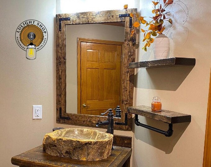 RUSTIC DISTRESSED Mirror Wall Mirror Bathroom Mirror Wood - Etsy