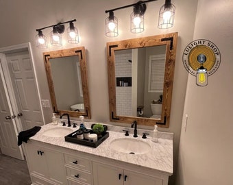 PROVINCIAL Mirror, Handmade Rustic Mirror, Bathroom Mirror, Large Small Farmhouse Mirror, Country Modern Simple Clean Walnut Mirrors, Decor
