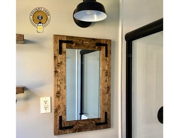 Natural Rustic Distressed Wood Framed Mirror, Vanity Mirror, Farmhouse Bathroom Wall Mirror, Large Small Wall Mirrors, Perfect New Home Gift