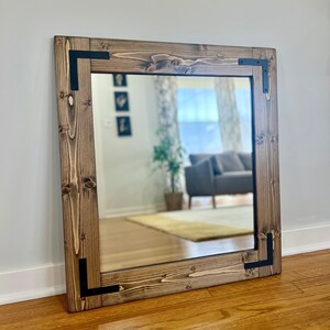 DARK WALNUT Mirror, Farmhouse Mirror, Country Framed Mirror, Rustic Wood Mirror, Wall Mirror, Vanity Cottage Small Large Bathroom Mirrors