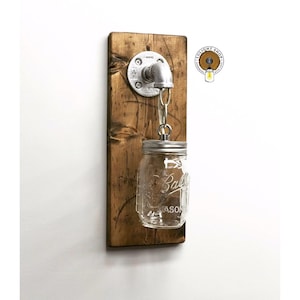 Mason Jar Light Rustic Distressed Wall Sconce, Bathroom Lamp, Unique Mason Jar Light Fixture, Vintage Single Jar Wall Light