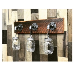 RECLAIMED WOOD Mason Jar Light Fixture, Bathroom Lights, 3 Lights Fixture, Vanity Lights, Wall Lighting, Country Rustic Farmhouse Decor Lamp