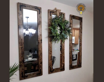 Espresso Mirror Wood Frame Mirror Wood Mirror Bathroom Etsy