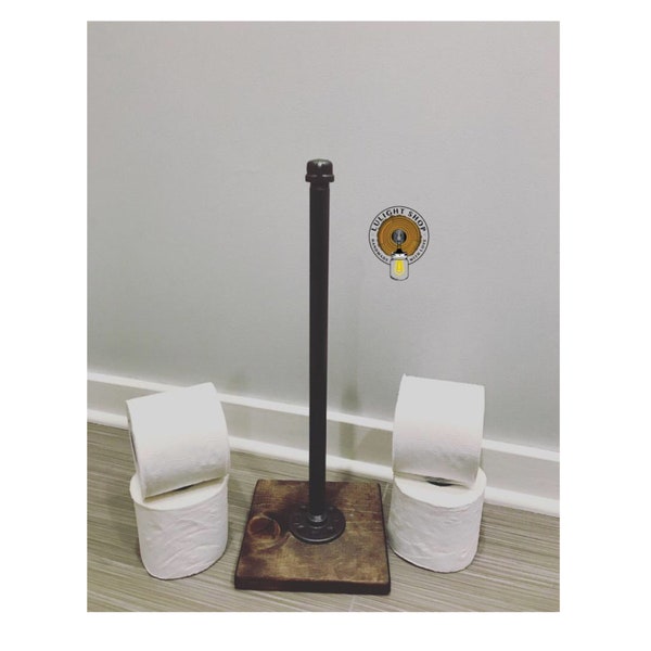 Rustic Industrial Toilet Paper Storage Stand, Wood Towel Holder, Toilet Paper Holder, Floor Stand Holder, Bathroom Decor, Rustic TP Holder
