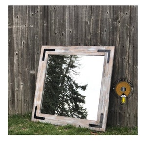 LIGHT WHITEWASH Farmhouse Mirror, Bathroom Wall Mirror, Wood Frame Mirror, Rustic Wood Mirror, Vanity Mirror, Small Mirror, Large Mirror