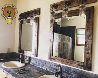 Wood Bathroom Mirror Etsy