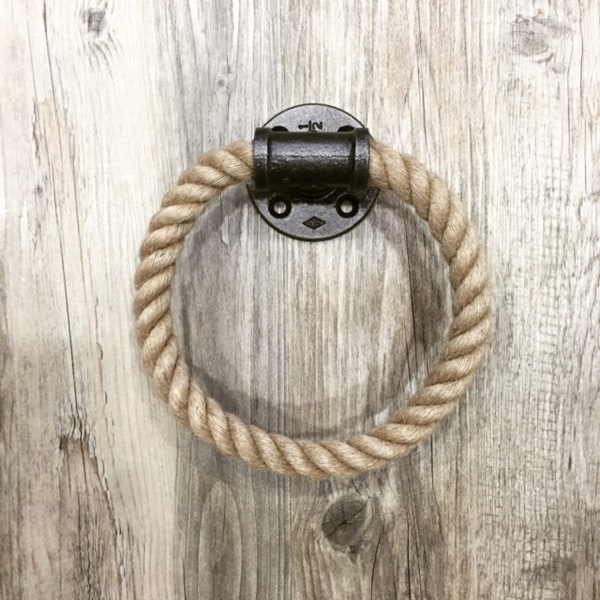 Rope Towel Holder, Nautical Towel Ring, Modern Holder, Bathroom Decor, Unique Hand Towel Holder, Best Selling Items, Rustic Rope Holder