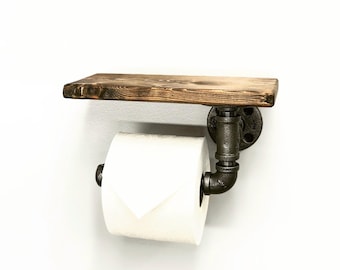 Bathroom toilet paper holder, Iron pipe, Bathroom organizer, Rustic toilet paper holder, Industrial bathroom organizer, Toilet paper roll