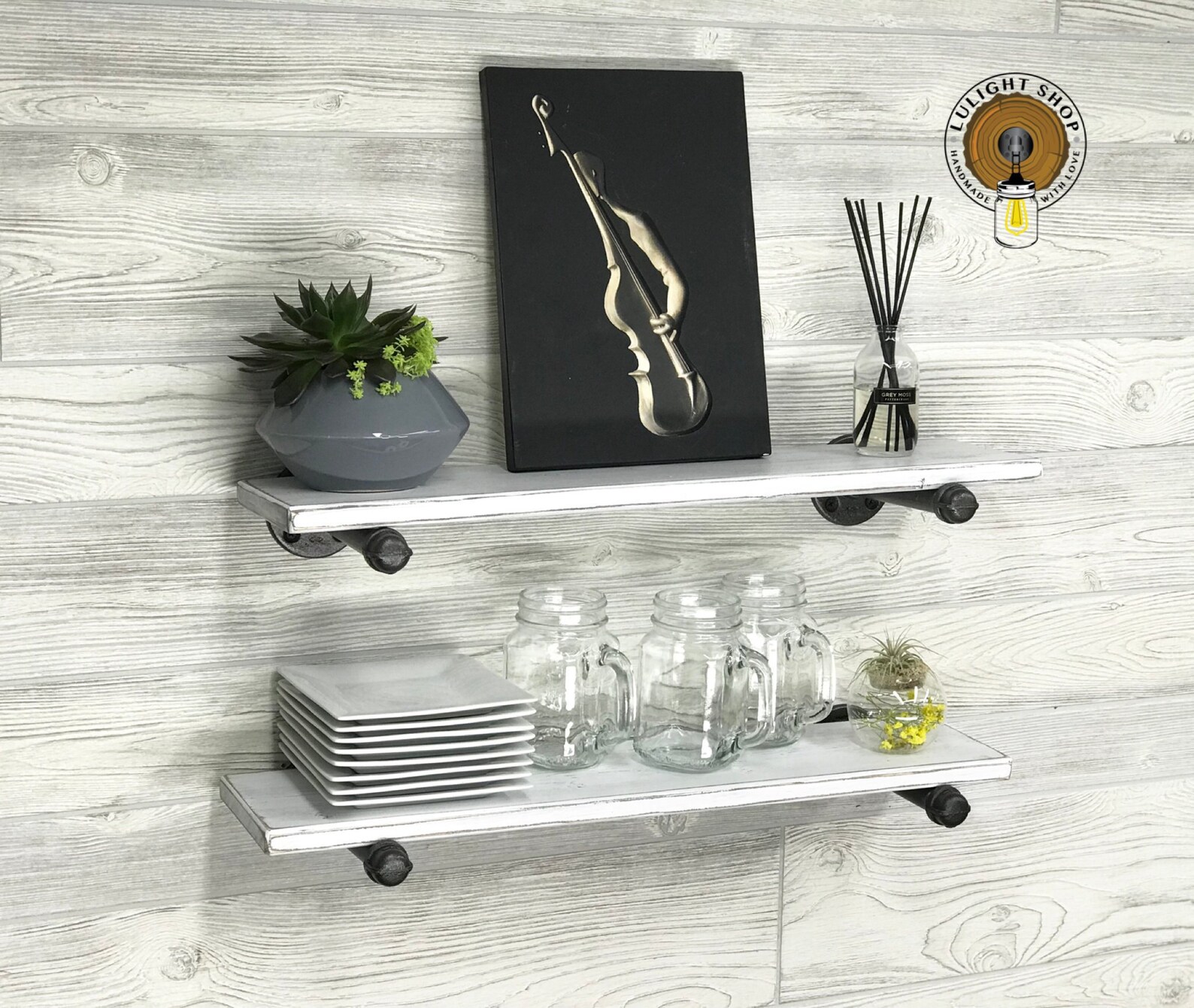WHITEWASH 5.5 Deep Shelf Wall Shelf Kitchen Storage Etsy