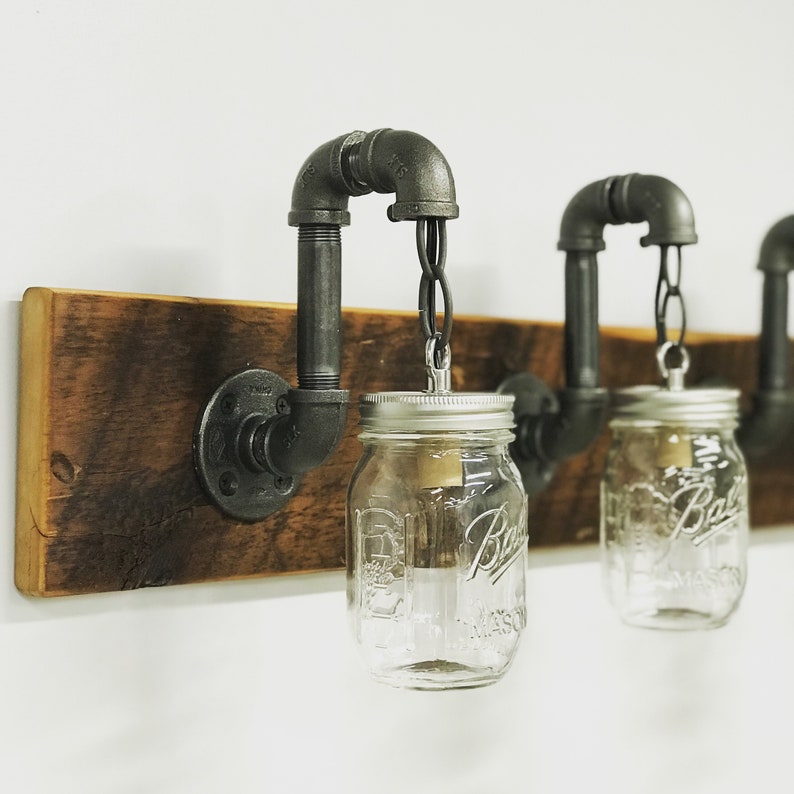 RECLAIMED WOOD Mason Jar Light Fixture 4 Jars Light Fixture Etsy