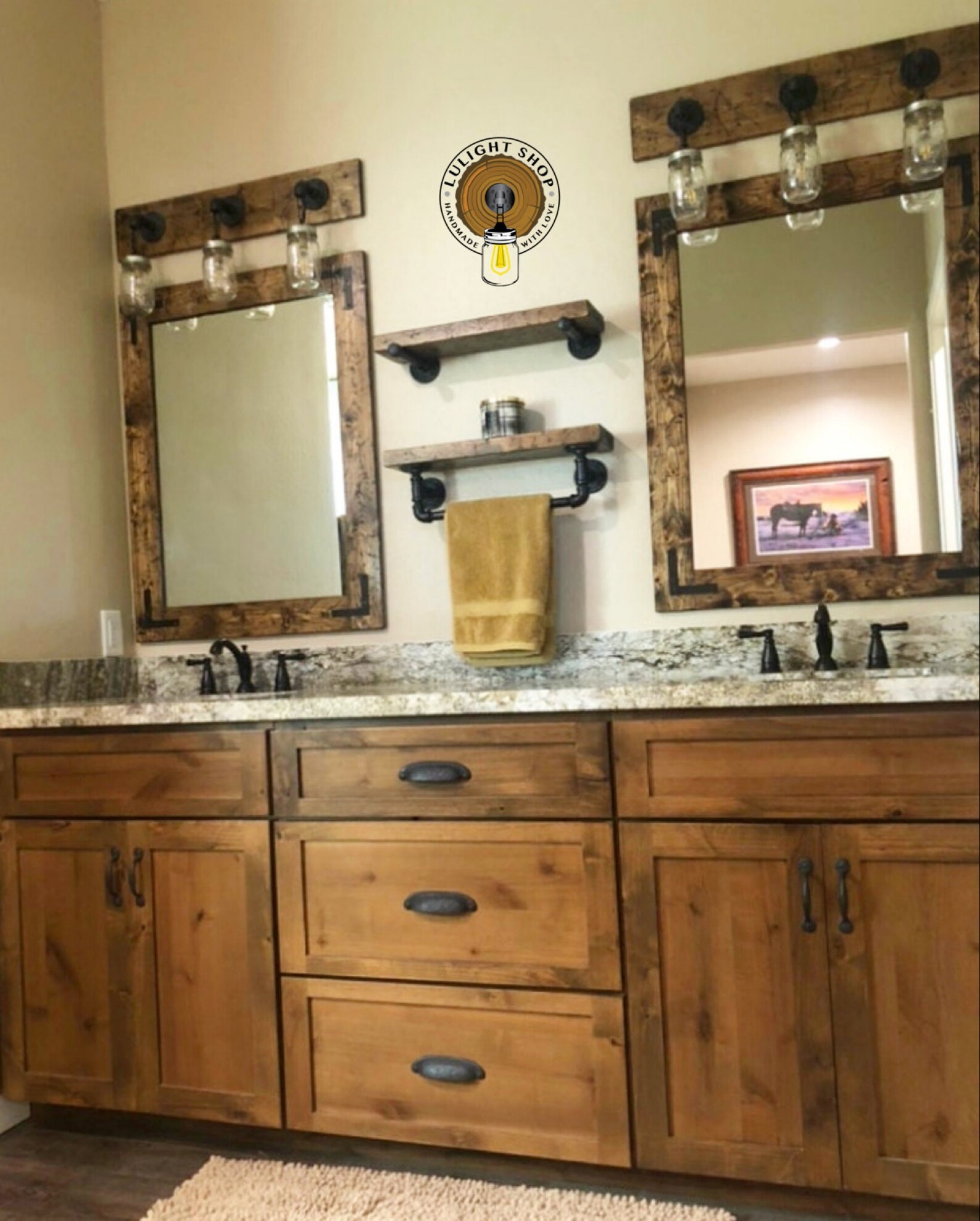 Rustic Bathroom Set RUSTIC DISTRESSED Mirror Light Etsy