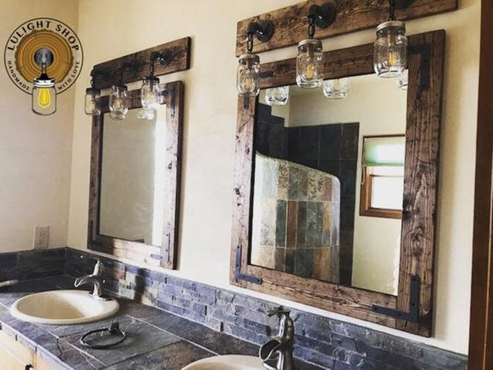 Rustic Bathroom Set RUSTIC DISTRESSED Mirror Light Etsy
