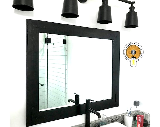 BLACK Mirror, Bathroom Mirror, Wall Mirror, Wood Mirror, Modern Rustic