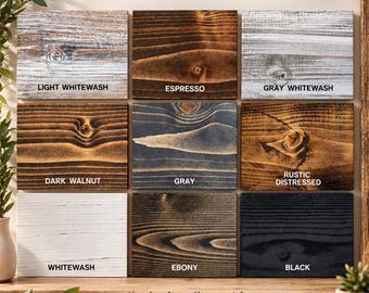 Wood Stain Samples for Lulight Mirrors and Shelves, Individual Solid Wood Color Swatches