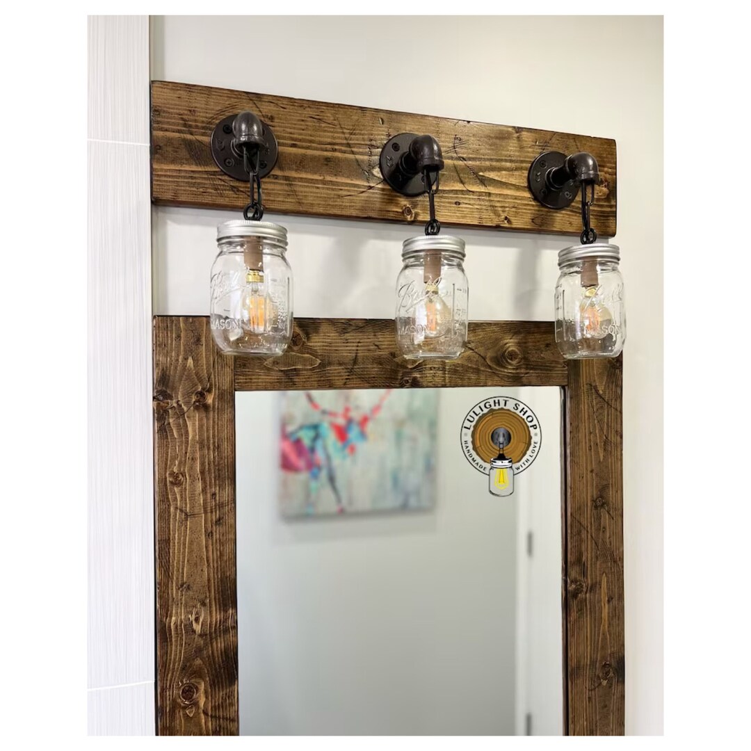 RUSTIC DISTRESSED Mason Jar Light Bathroom Decor Lights for - Etsy
