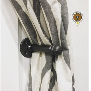 Industrial Curtain Holder Tie Back - Modern Industrial Pipe Fitting Window Decor & Mirror Hardware Accessory