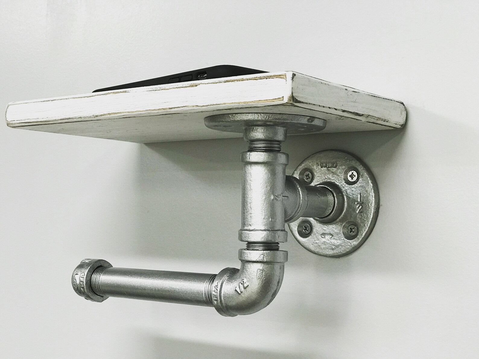 Industrial Pipe Toilet Paper Holder Whitewash Toilet Paper Etsy