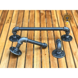 Bathroom Hardware Set, Toilet Paper Holder, Towel Bar, Hook, Pipe-Style Design, Industrial Bathroom, Farmhouse Decor