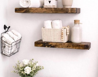 Rustic Distressed Floating Shelf: 5.5" Deep, Country Home Decor