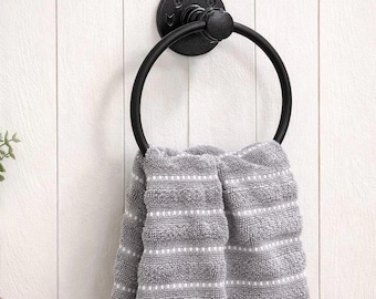 Industrial Pipe Towel Ring, Handmade Metal Towel Holder for Bathroom, Kitchen or Laundry, Rustic Wall Mounted Ring,  Lulight Handmade USA