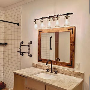 Rustic Distressed Wood Frame Mirror, Farmhouse bathroom Vanity Mirror, Large Small Sizes, Cottage Hallway Decor imagen 16